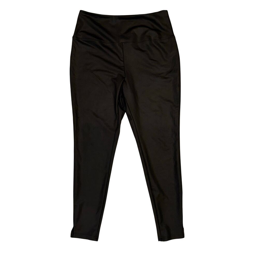 Knox Rose Black Faux Leather Leggings High Rise Pull On Stretch Pants